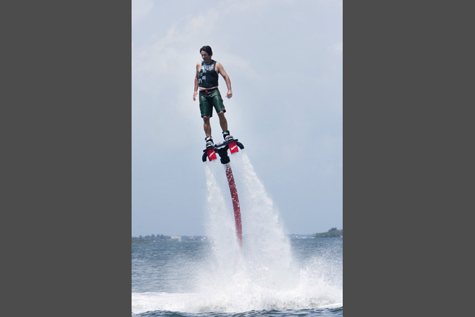 Carey Whitley of Flyboard Sebastian maneuvers a flyboard around on the Indian River Lagoon.